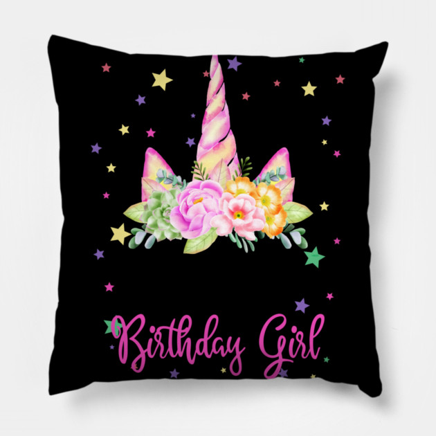 Birthday Girl! Unicorn Lashes design Gift Pillow by creative
