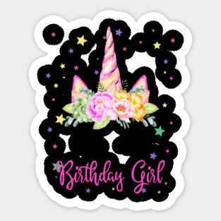 Birthday Girl! Unicorn Lashes design Gift Sticker