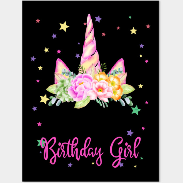 Birthday Girl! Unicorn Lashes design Gift Wall Art by creative
