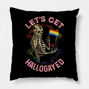 Let's Get Hallogayed Halloween Skeleton Pillow