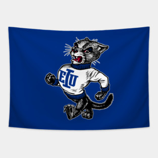 Vintage Eastern Illinois University Panthers Mascot Logo Tapestry
