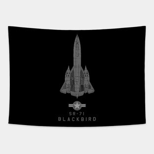 SR-71 Blackbird Tech Drawing Tapestry