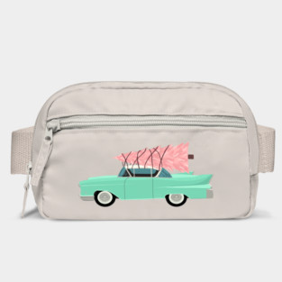Aqua car with pink Classic Christmas tree Bag