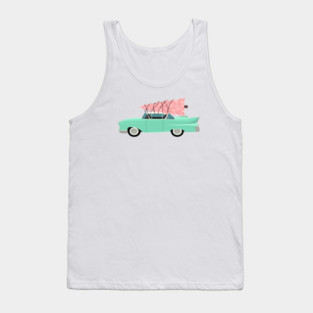 Aqua car with pink Classic Christmas tree Tank Top