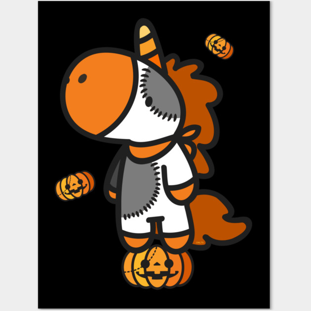Halloween Unicorn with Pumpkins T Shirts Gifts Wall Art by creative