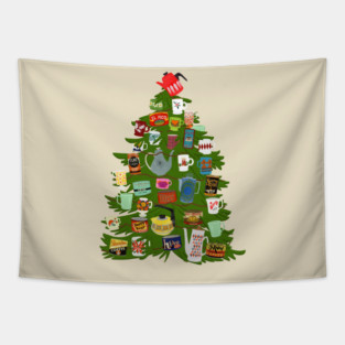 Coffee Christmas tree Tapestry