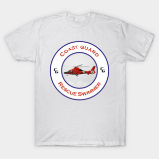 Rescue Swimmer -  US Coast Guard Search and Rescue Helicopter - Dolphin T-Shirt