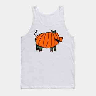 Funny Halloween Cute Pumpkin Pig Tank Top