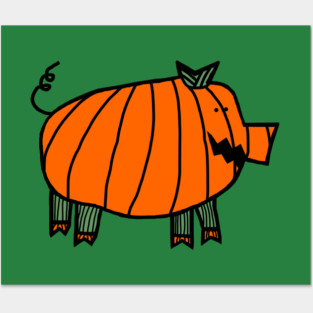 Funny Halloween Cute Pumpkin Pig Posters and Art