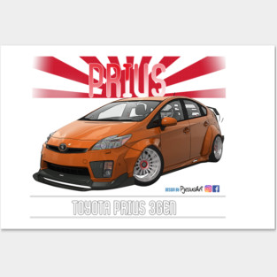Toyota Prius 2JZ Orange Posters and Art