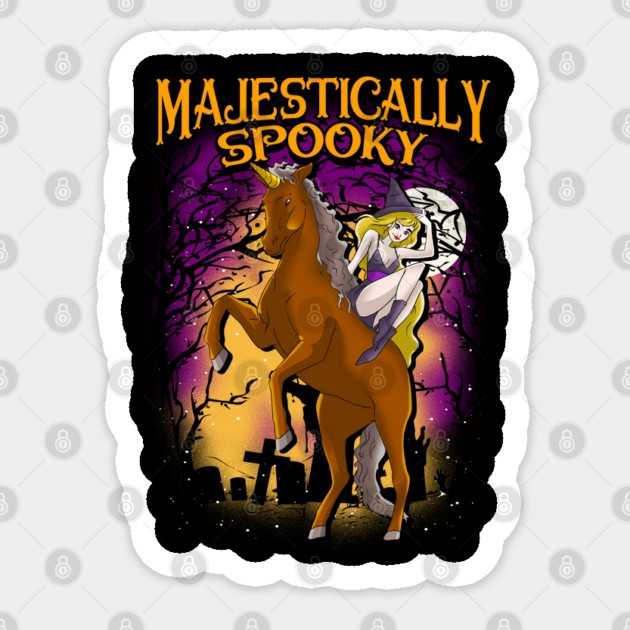 Majestically Spooky Witch & Unicorn Halloween Funn Sticker by creative