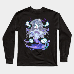 Chibi Ghost Spirit Cute Creepy Halloween Chibis Long Sleeve T-Shirt