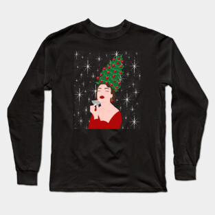 Vintage Christmas Tree hair Long Sleeve T-Shirt