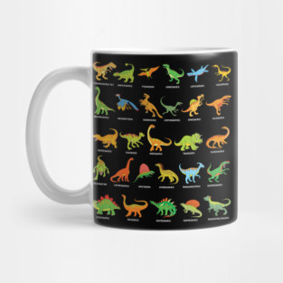 Dinosaur Species with Names Dino T-Rex Velociraptor Triceratops Dinosaurs Mug