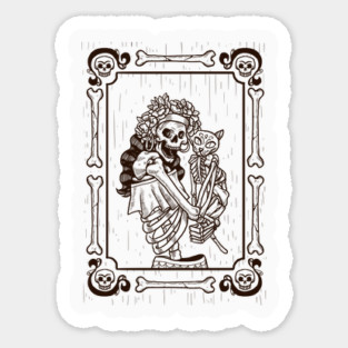 Dia De Los Muertos Cat Lady Sticker