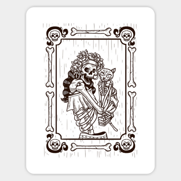 Dia De Los Muertos Cat Lady Magnet by MCALTees