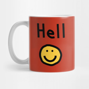 Halloween Horror Hello Greeting Hell with Smiley Face Mug