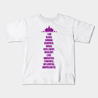 I Am A Powerful Black Woman | African American | Black Queen Kids T-Shirt