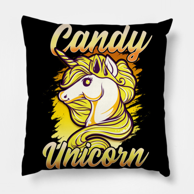 Candy Corn Unicorn Halloween Funny Candy Unicorn Pillow by creative