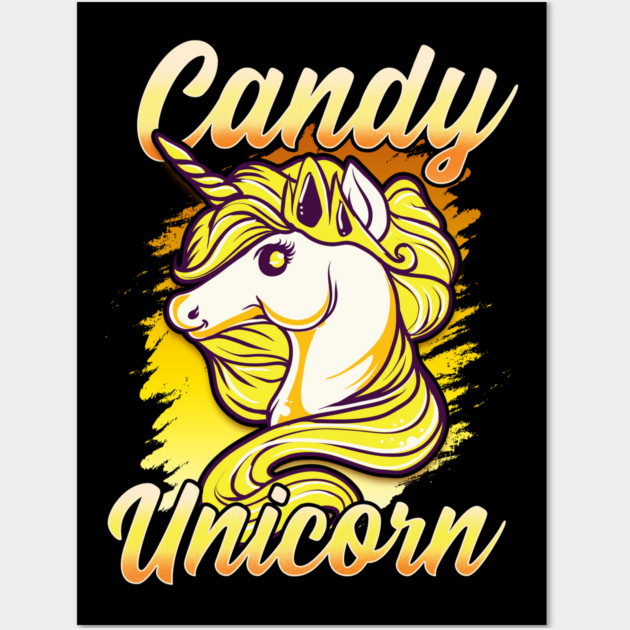 Candy Corn Unicorn Halloween Funny Candy Unicorn Wall Art by creative