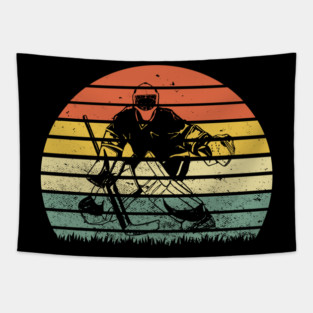 Retro Ice Hockey Winter Sports Goalie Goalkeeper Goaltender Tapestry