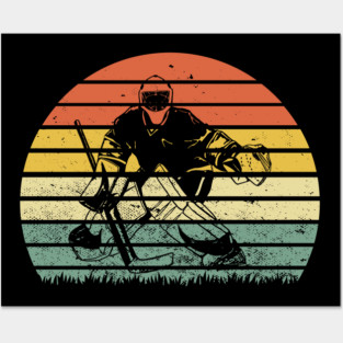 Retro Ice Hockey Winter Sports Goalie Goalkeeper Goaltender Posters and Art