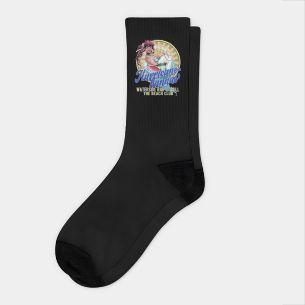 Hurricane Hannas Waterside Bar & Grill Beach Club Socks by Joaddo