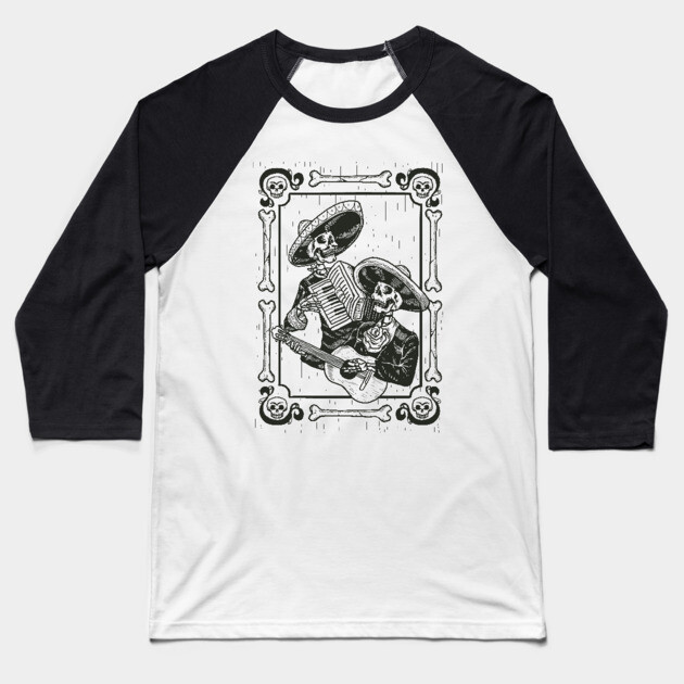 Mariachi Dia De Los Muertos Baseball T-Shirt by MCALTees