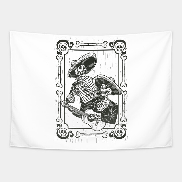 Mariachi Dia De Los Muertos Tapestry by MCALTees
