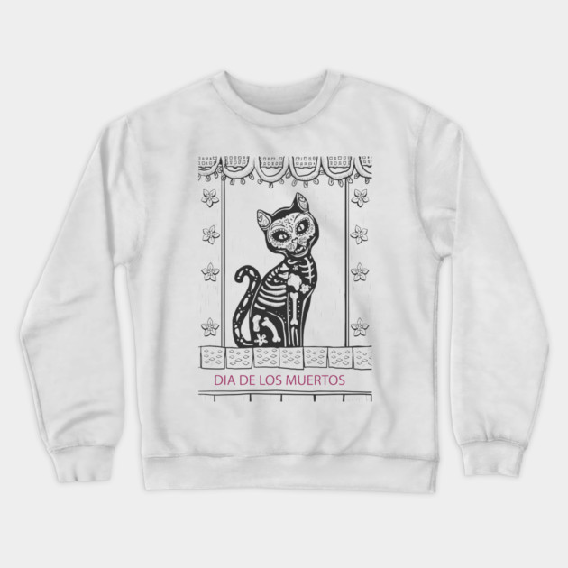 Dia De Los Muertos Cat Crewneck Sweatshirt by MCALTees