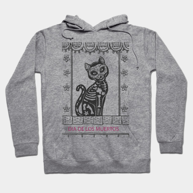 Dia De Los Muertos Cat Hoodie by MCALTees