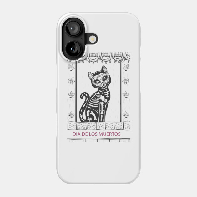 Dia De Los Muertos Cat Phone Case by MCALTees
