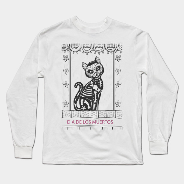 Dia De Los Muertos Cat Long Sleeve T-Shirt by MCALTees