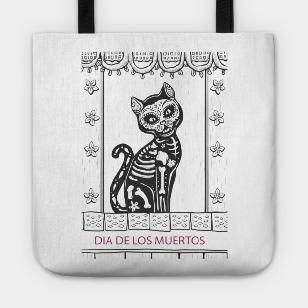 Dia De Los Muertos Cat Tote by MCALTees