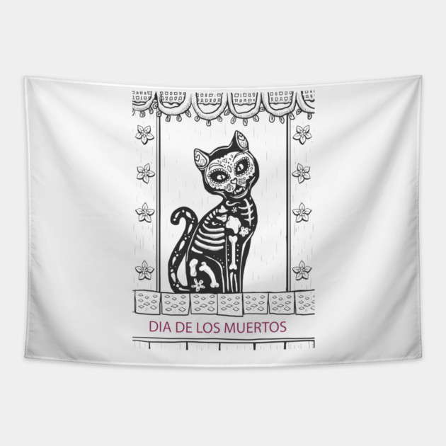 Dia De Los Muertos Cat Tapestry by MCALTees