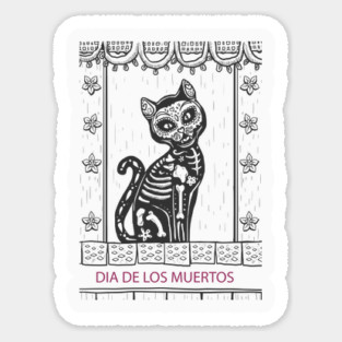 Dia De Los Muertos Cat Sticker