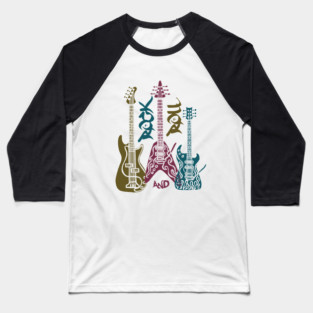Rock and roll, electric guitars, music lover. white background Baseball T-Shirt