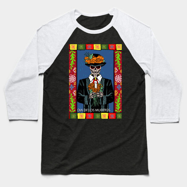 Dia De Los Muertos Baseball T-Shirt by MCALTees