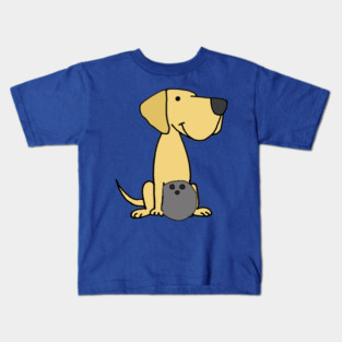 Cute Yellow Labrador Retriever dog Bowling Cartoon Kids T-Shirt