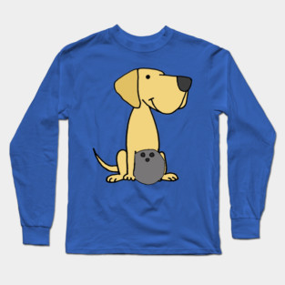Cute Yellow Labrador Retriever dog Bowling Cartoon Long Sleeve T-Shirt