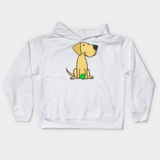 Cute Yellow Labrador Retriever dog with tennis ball Kids Hoodie