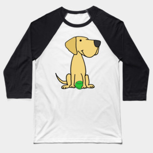 Cute Yellow Labrador Retriever dog with tennis ball Baseball T-Shirt