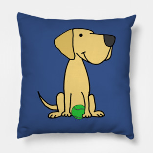 Cute Yellow Labrador Retriever dog with tennis ball Pillow