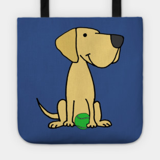 Cute Yellow Labrador Retriever dog with tennis ball Tote