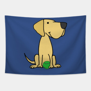 Cute Yellow Labrador Retriever dog with tennis ball Tapestry