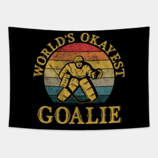 Funny Retro Ice Hockey Player Winter Sports Tapestry