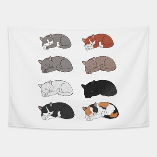 Sleeping Six Cats Tapestry