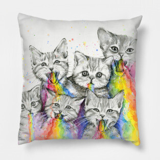 Kittens Puking Rainbows Pillow