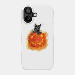 Black Cat Jack O Lantern Phone Case