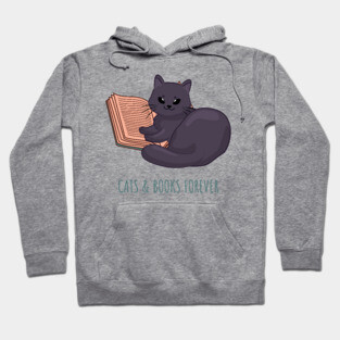 Easily Distracted by Cats and Books Hoodie